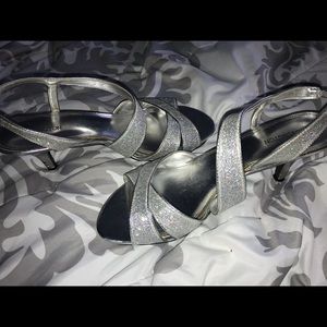 Silver sparkly dress heels